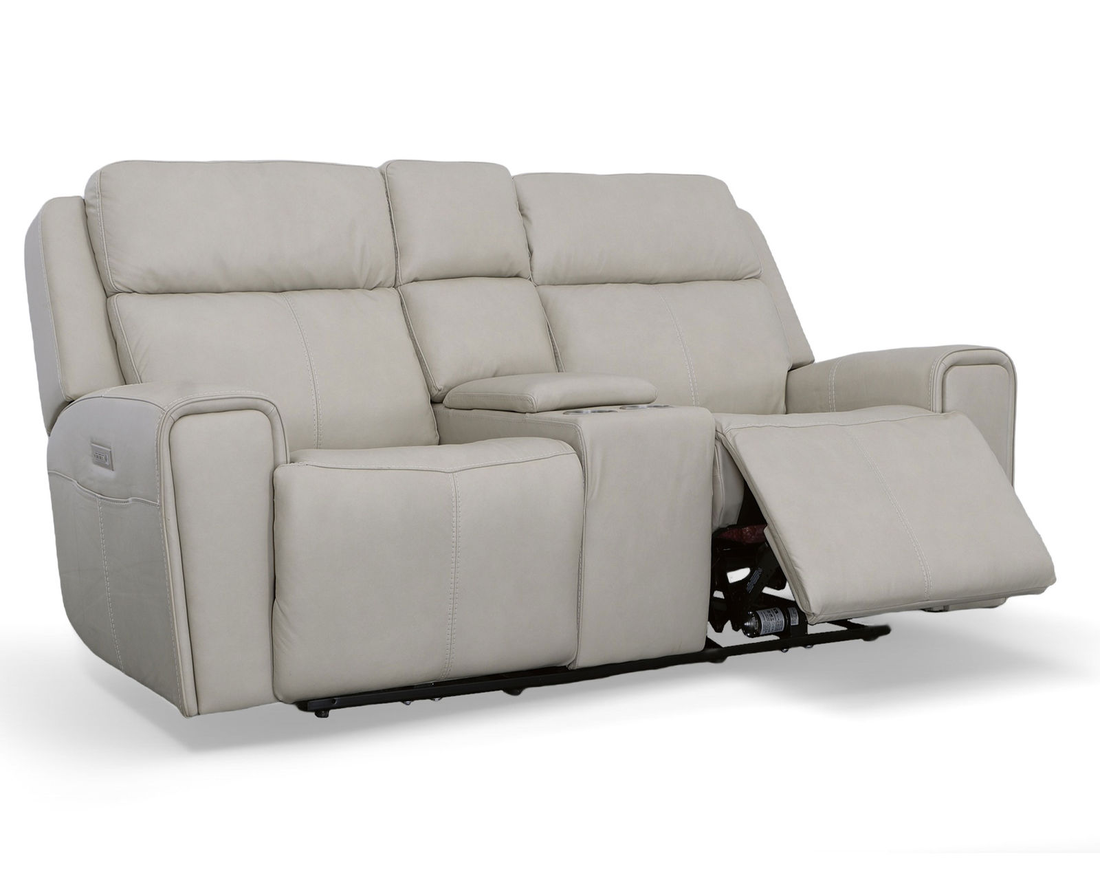 Barnett Power Reclining Sofa with Power Headrests and Lumbar (Chocolate leather) 87" - in stock - Shown in leather color ICE
