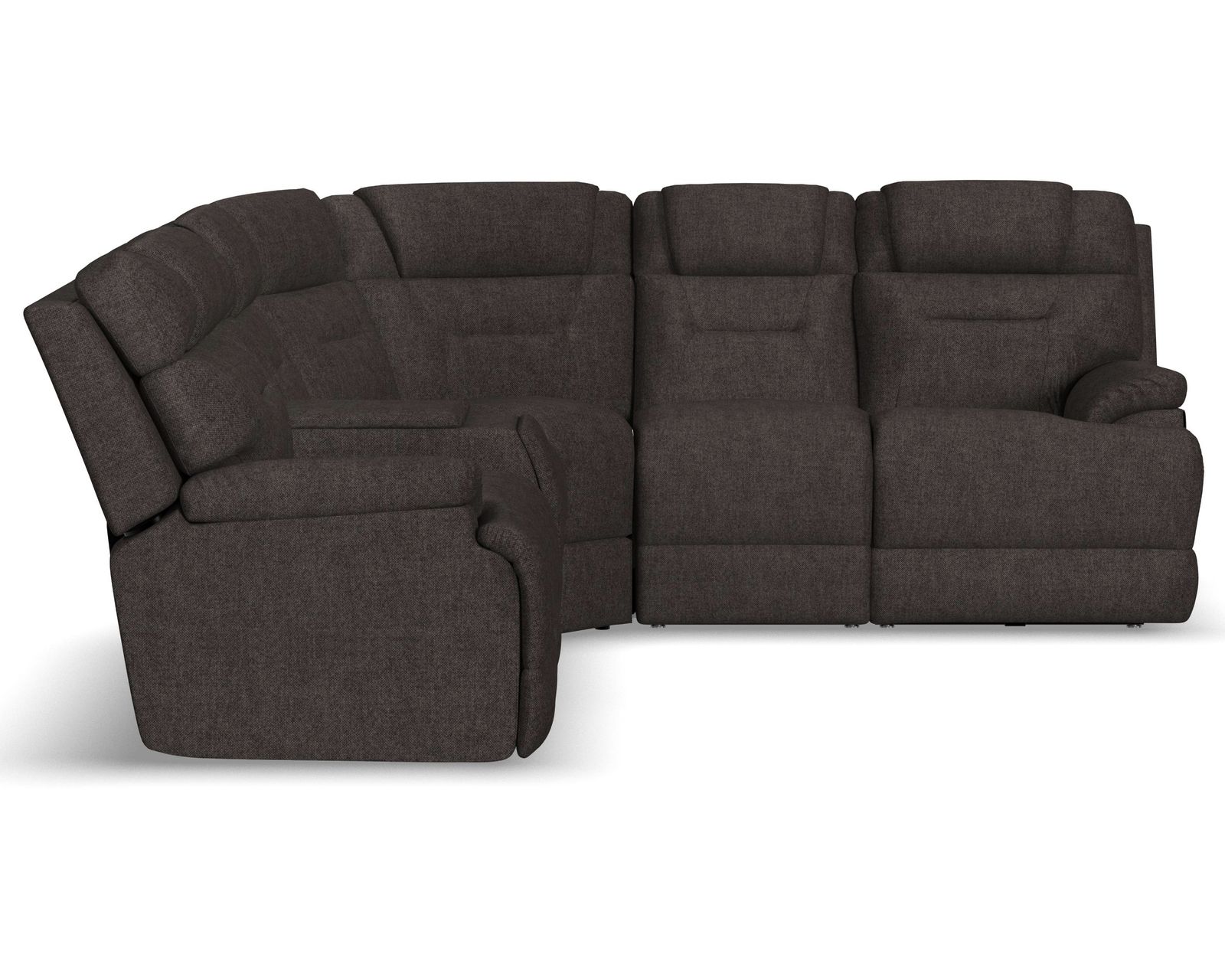 Zofa Zecliner Power Sleep Modular Sectional with Power Headrest, Lumbar, Heat, & Massage - Layout C: Six Piece Reclining Sectional 118" x 105" (three recliners)