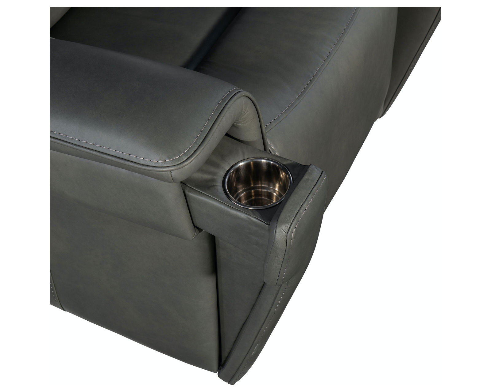 Lyra Leather Zero Gravity Power Sofa with Power Headrest 89" (Gray) In stock - All arms include USB port and pop-out arm panel with a metal cupholder