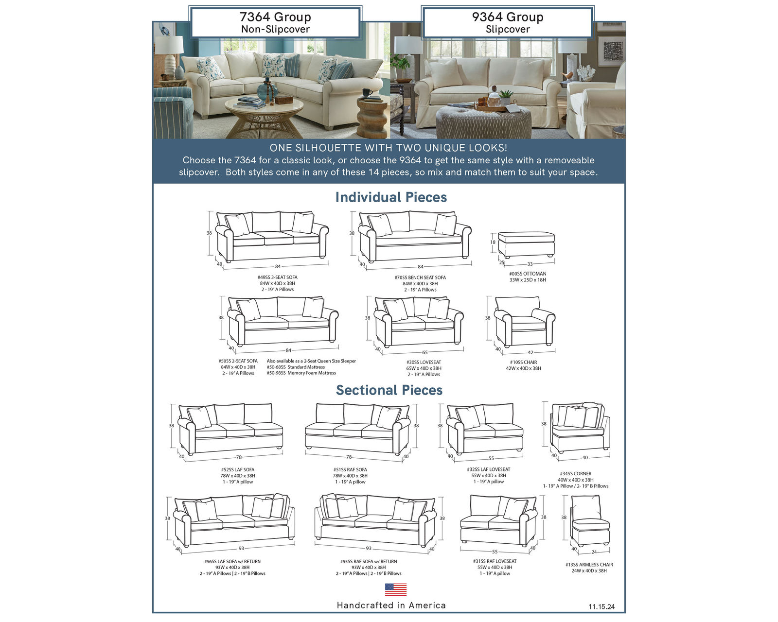 Atlanta 7364 Sectional (+100 High Performance Fabrics)