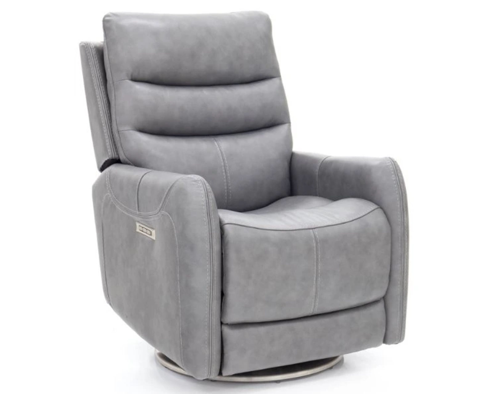 San Marco Swivel Recliner w/Power Recline, Power Head Rest & Power Lumbar (Lay Flat) - Storm (In stock)