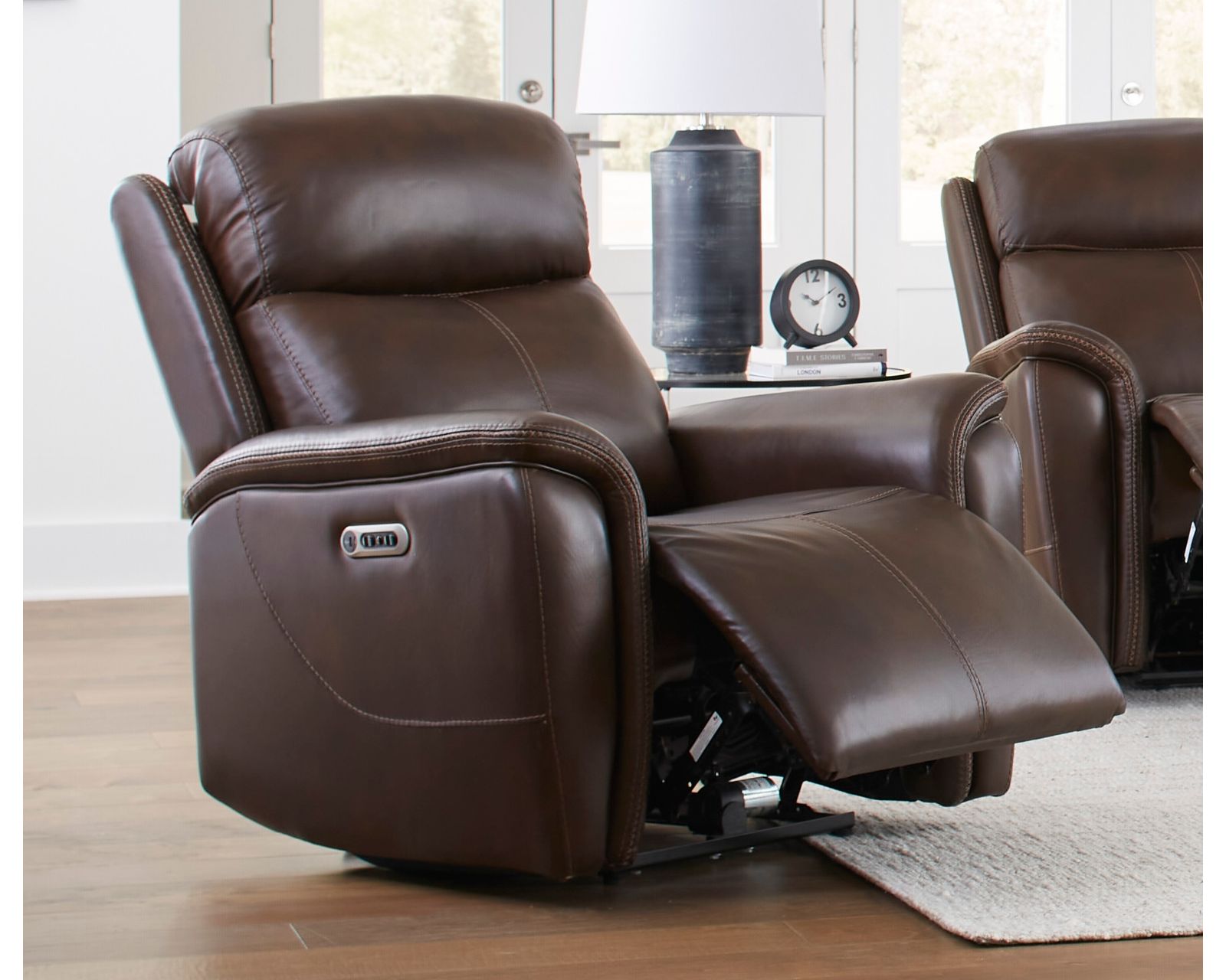 Cascade 83" Power Headrest Power Leather Reclining Sofa Auburn (In stock - Fast Shipping) - Cascade Power Headrest Power Recliner