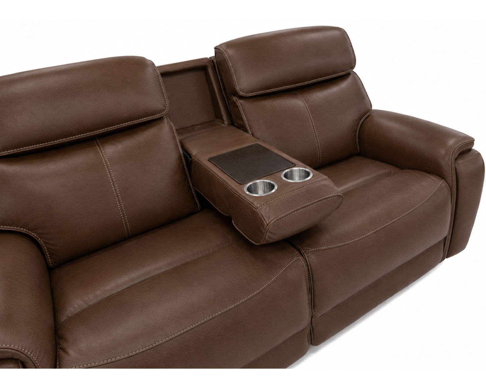 Walker 1580-70 Triple Power Leather 78" Reclining Console Loveseat (2 colors) - Triple Power - Power Recline, Power Headrest, Power Lumbar