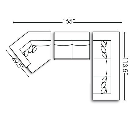 Layout A: Four Piece Sectional. 165" x 113.5"