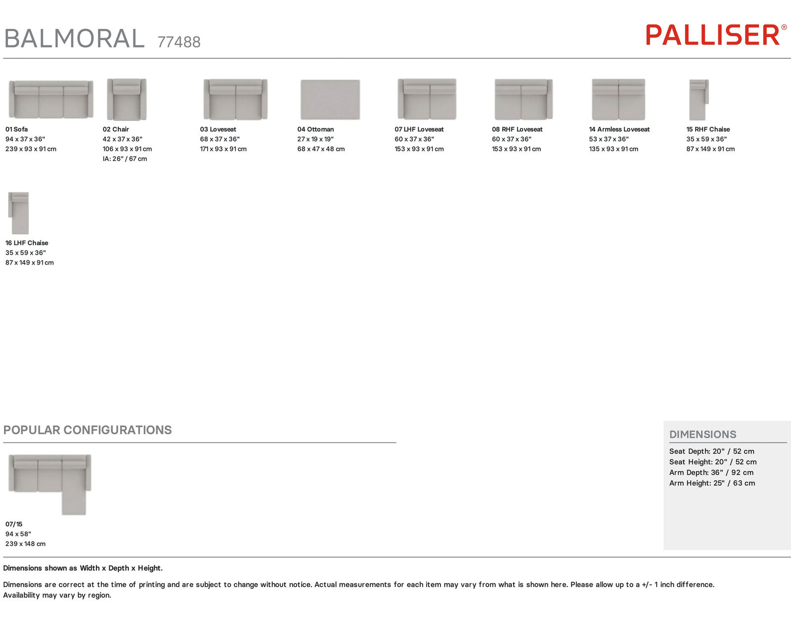 Balmoral 77488 Sofa (94") +100 leathers