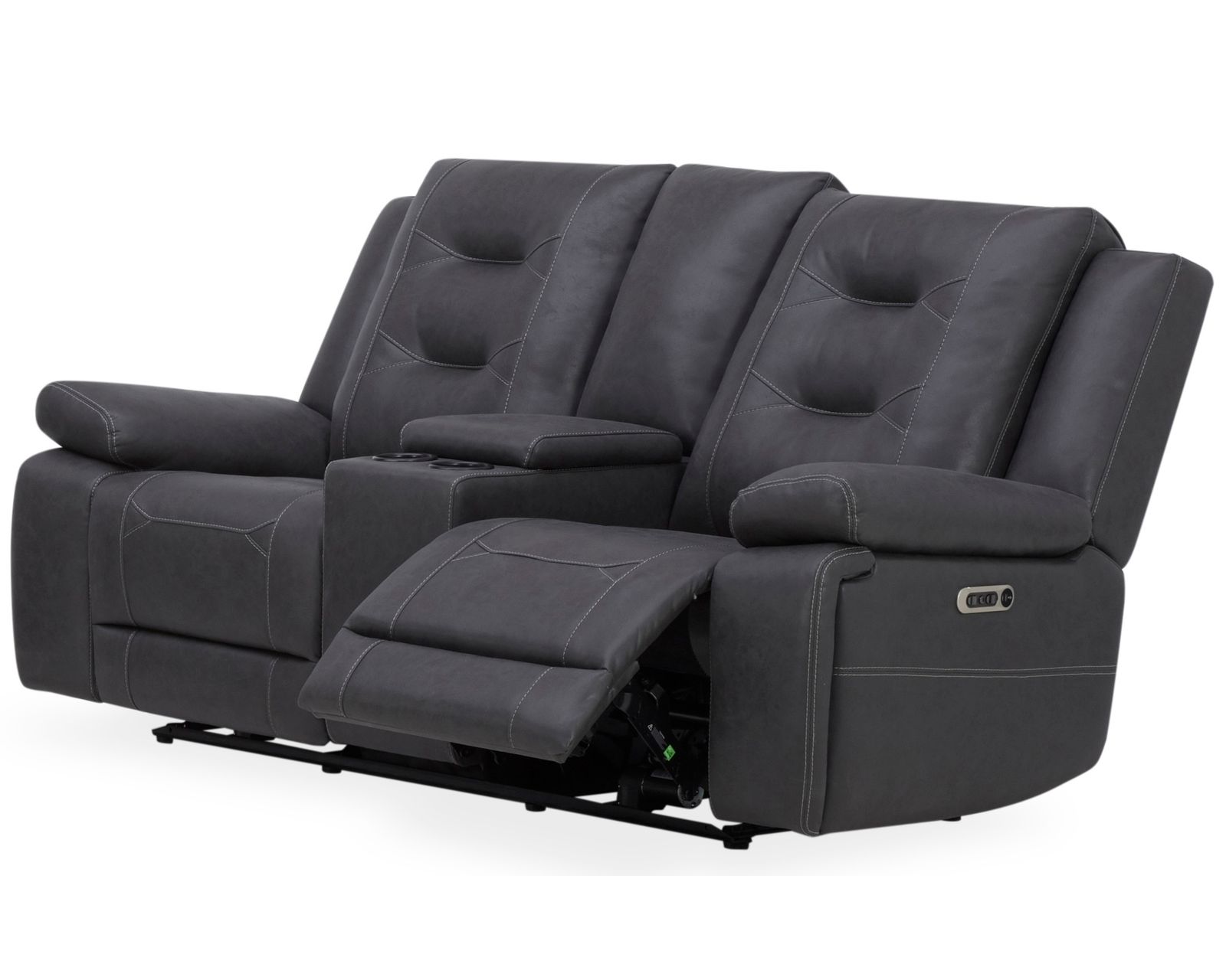 Caldwell Power Swivel Glider Recliner Charcoal (In stock - Fast Shipping) - Caldwell Power Reclining Console Loveseat