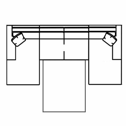 Layout O:  Three Piece Armless Sleeper Sectional 65" x 127" x 65". (Size varies due to arm selection)