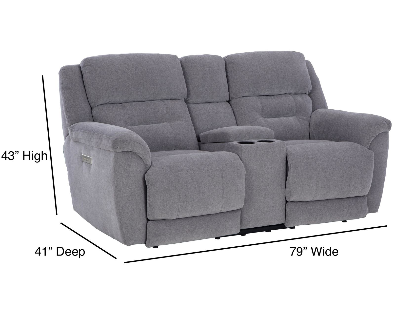 Knockout 89" Zero Gravity Triple Power Reclining Sofa Grey (In stock) - Knockout 79" Zero Gravity Triple Power Reclining Console Loveseat