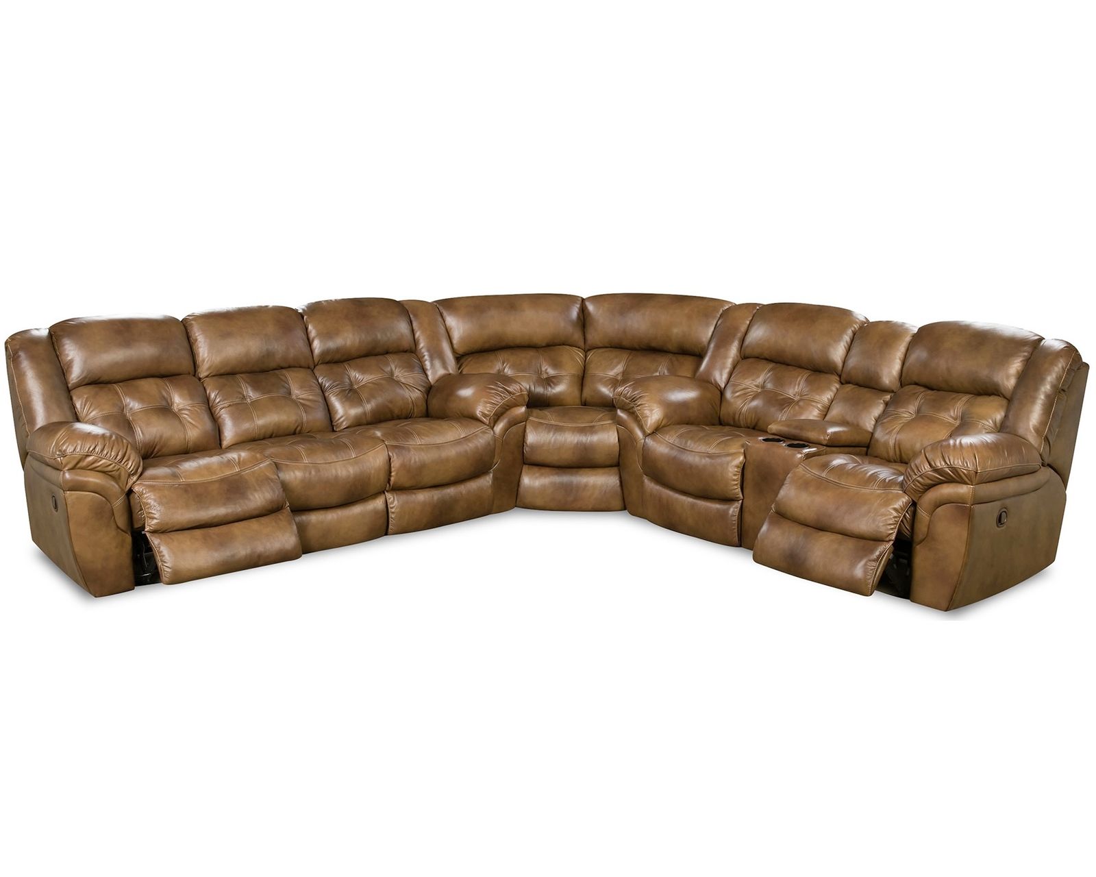 Denver Three Piece Reclining Sectional Brown (In stock) - Top Grain Leather