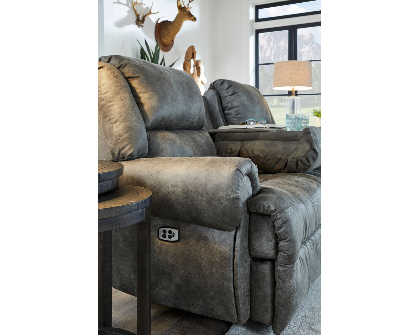 🎣 Genet 85" Reclining Sofa w/ Dropdown Table (+65 colors)