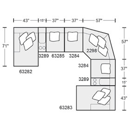 Layout I: Eight Piece Sectional 189" x 152" (3 recliners)