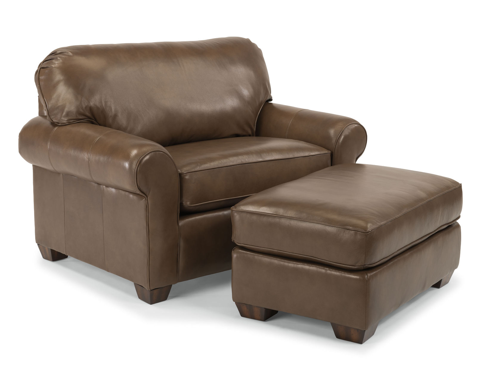 Thornton Leather 77" or 86" Stationary Sofa (Leather Choices) - Thornton Leather Chair and Cocktail Ottoman