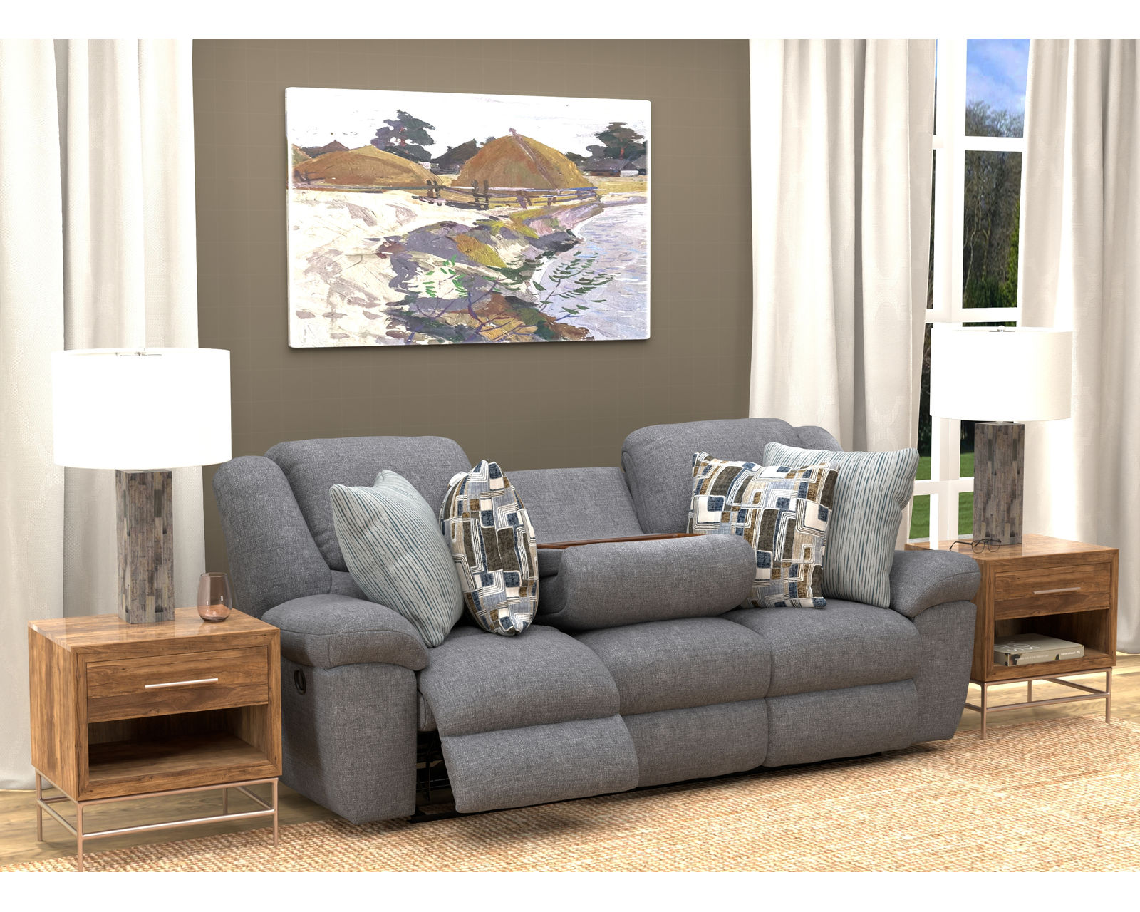 Trifecta 165 Triple Reclining Sofa with Drop Down Table (+2 colors) 90"