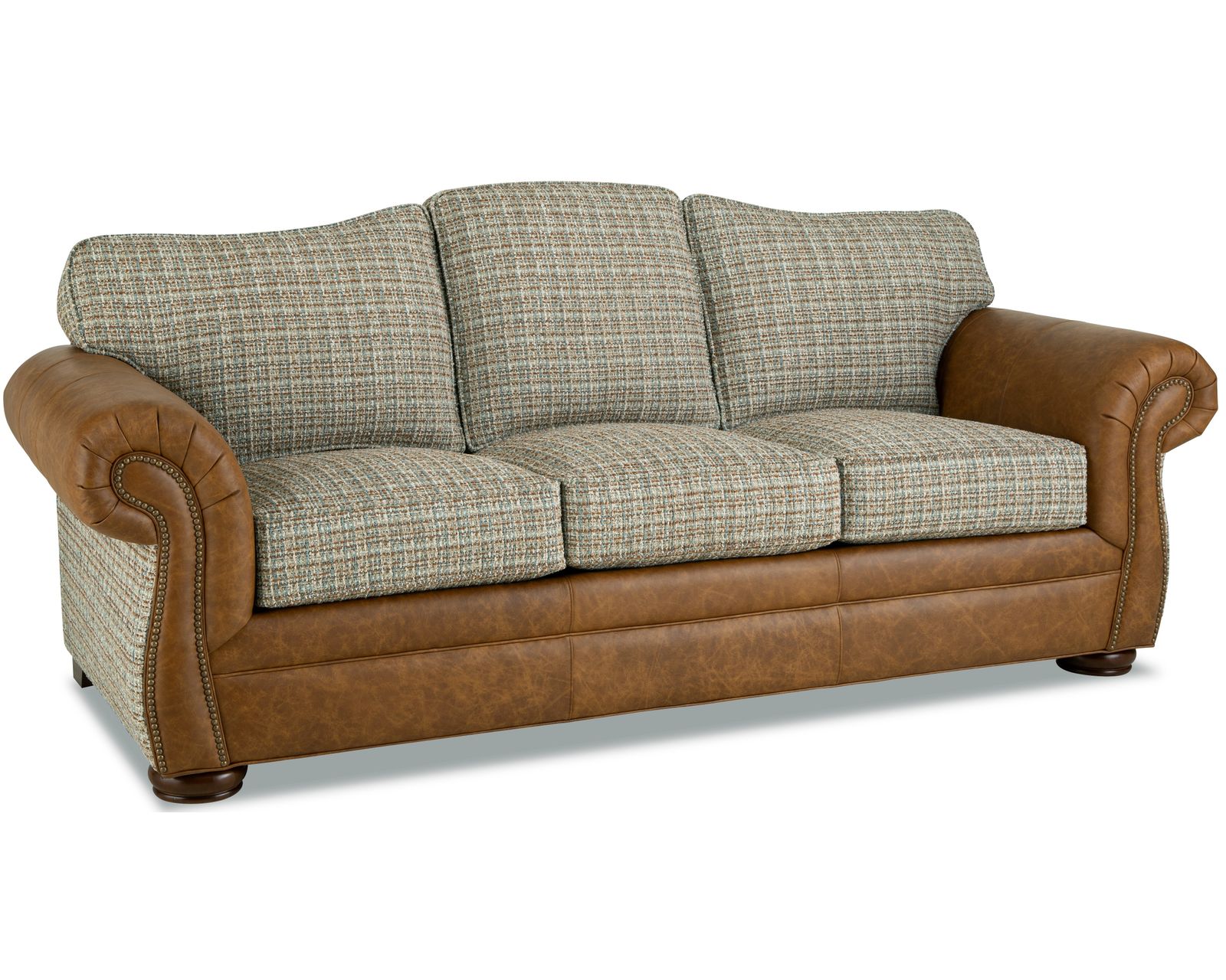Grandover LF2685 Leather and Fabric Sofa (92") - Features top grain leather with a performance fabric
