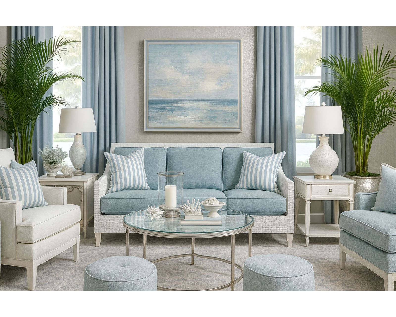 Long Beach 76" Rattan Sofa (+28 finishes +69 fabrics) - Long Beach 76" Rattan Sofa