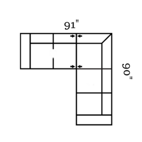 Layout D: Two Piece Sectional 91" x 90"