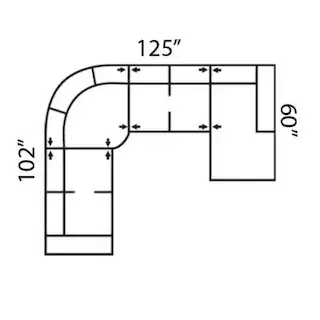 Layout H: Four Piece Sectional 102" x 125" x 60"