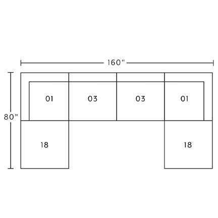 Layout D: Six Piece Sectional 80" x 160"