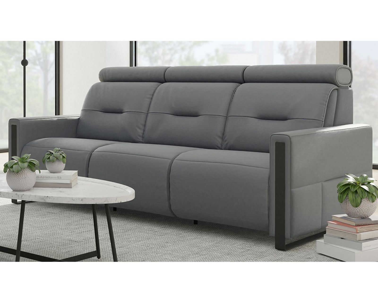 Monte Carlo 87" Power Headrest Power Reclining Sofa (+38 leathers) - Monte Carlo Power Headrest Power Reclining Sofa