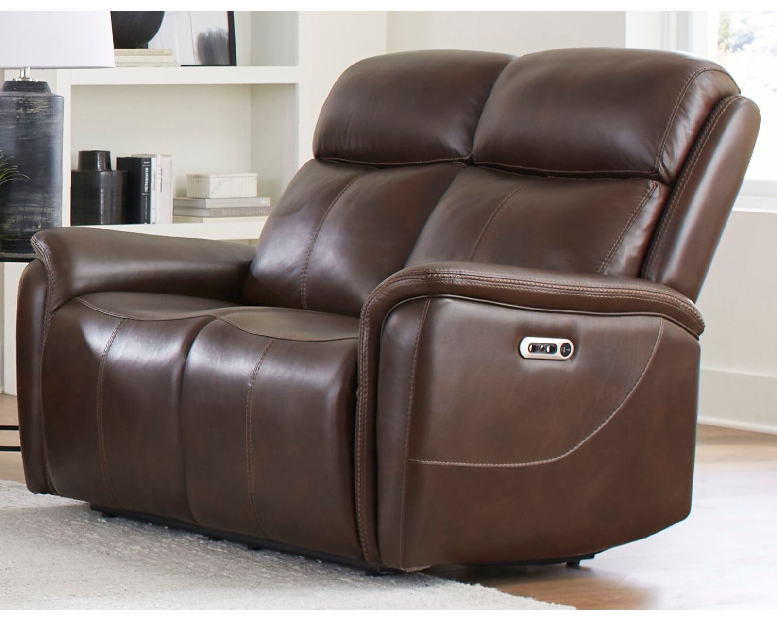 Cascade 83" Power Headrest Power Leather Reclining Sofa Auburn (In stock - Fast Shipping) - Cascade Power Headrest Power Reclining Loveseat