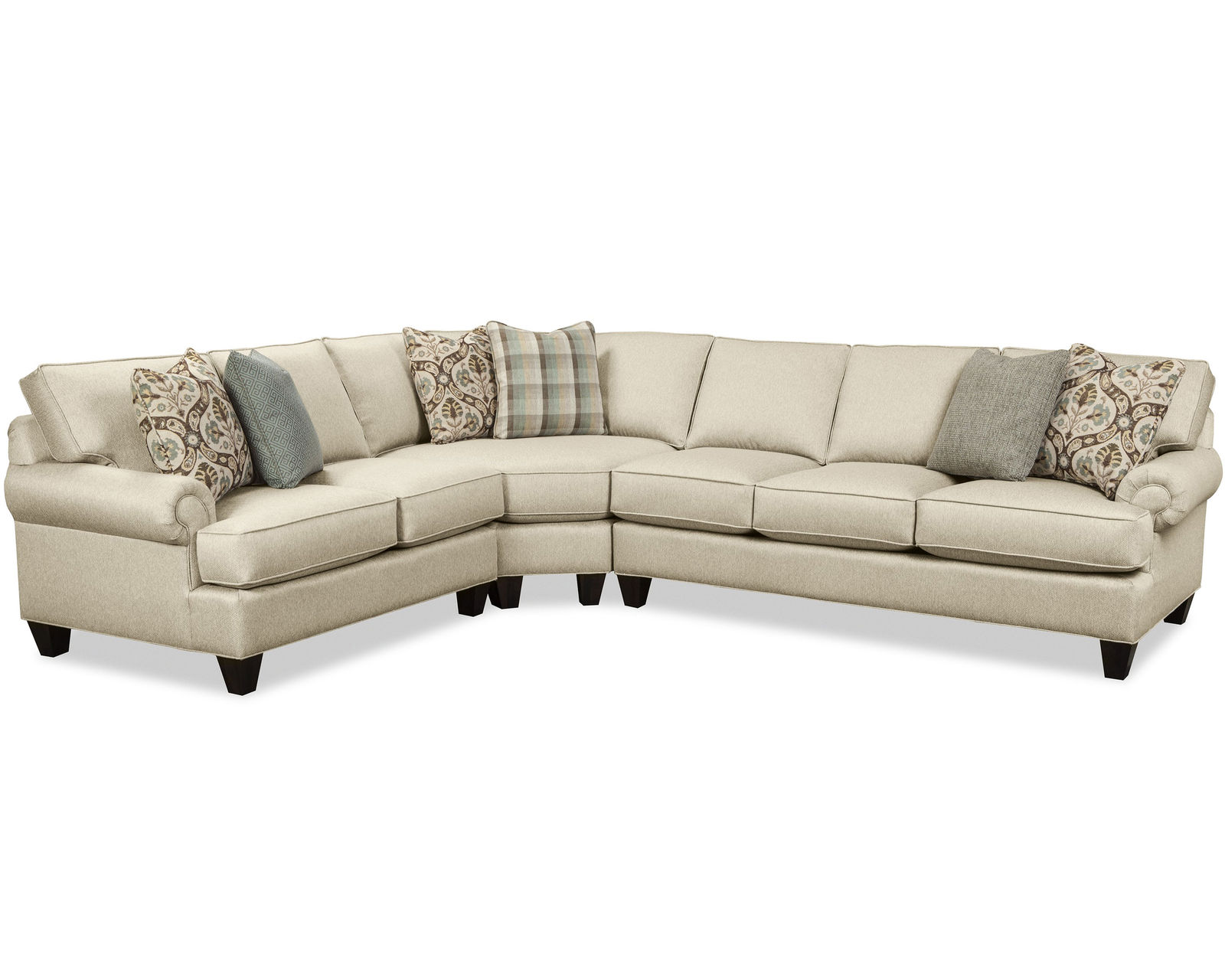 C9-2 Stationary Sectional (100+ Performance Fabrics) Make it Yours - Shown with panel arms (with nailheads), knife edge back cushions and tapered legs