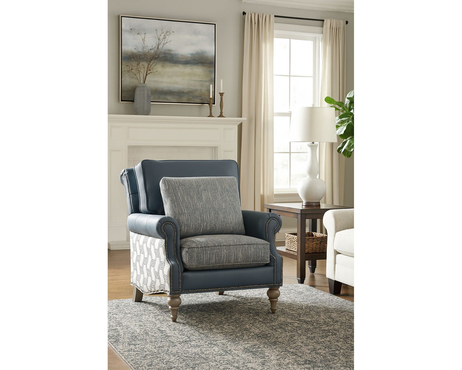 Wendover LF0282 Accent Chair (leather and fabric) - Wendover LF0282 Accent Chair (leather and fabric)