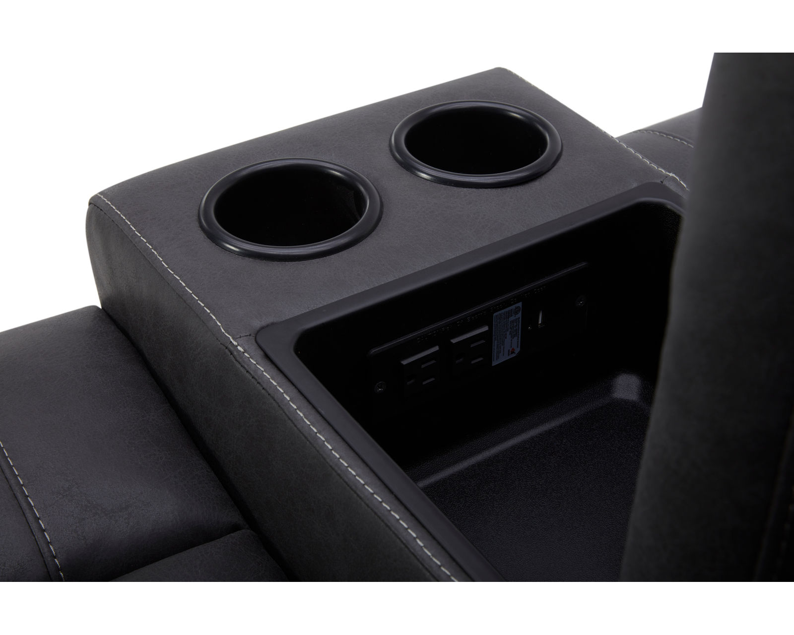 Caldwell 89" Power Reclining Sofa Charcoal (In stock - Fast Shipping) - Center console with storage and cupholders