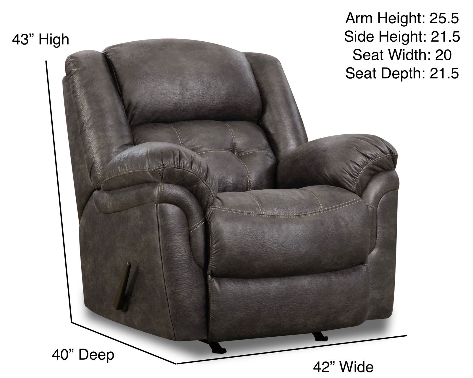 Haven 81" Reclining Console Loveseat Charcoal (In stock) - Haven Rocker Recliner