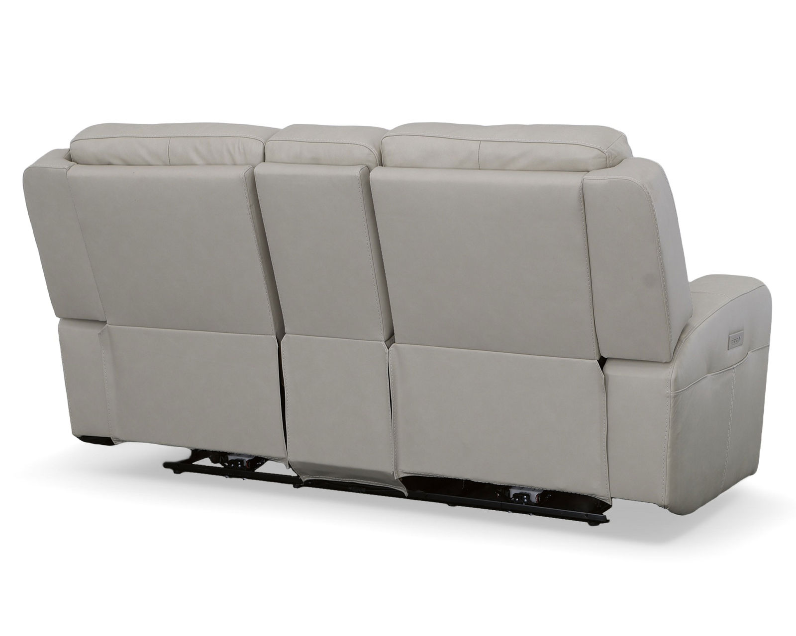 Barnett Power Reclining Sofa with Power Headrests and Lumbar (Ice leather) 87" - Barnett Power Reclining Loveseat with Console and Power Headrests and Lumbar