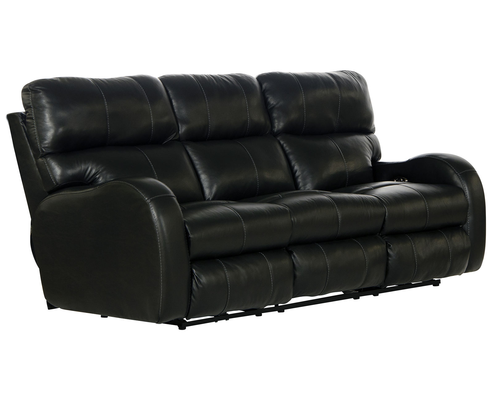 Angelo 83" Lay Flat Power Headrest Power Reclining Leather Sofa (two colors) - Shown in Italian Leather Color Black