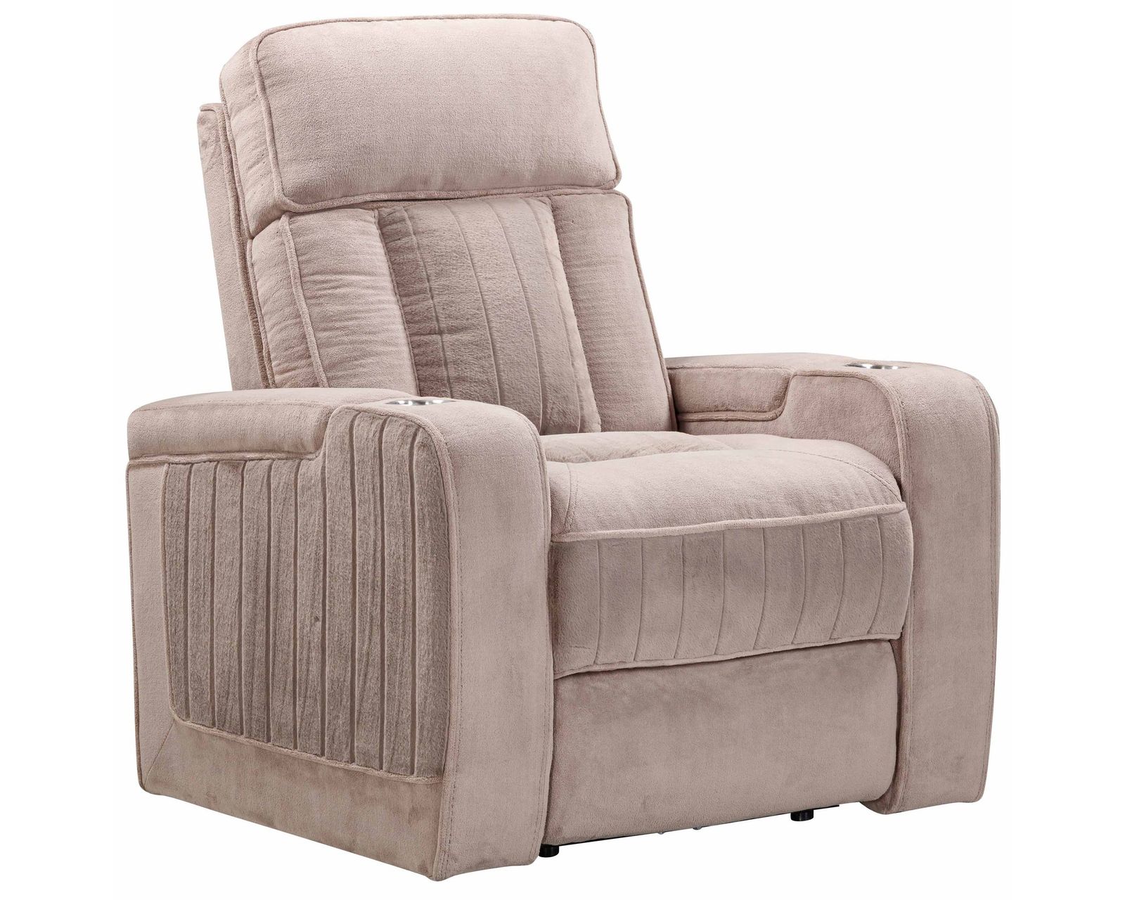 Equinox 85" Power Headrest Power Reclining Sofa w/ Drop Down Table Mushroom (In stock - Fast Shipping - Equinox Power Headrest Power Recliner