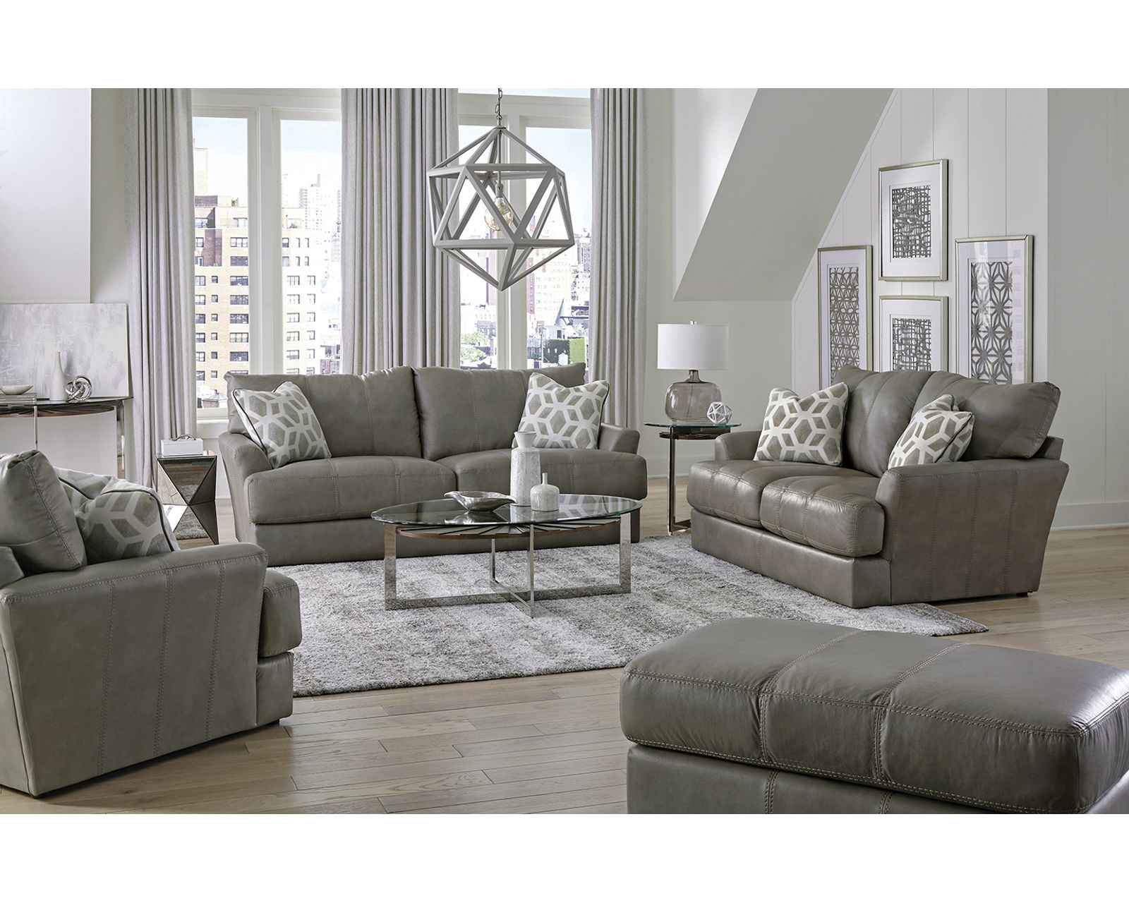 Prato Top Grain Leather Touch 85" Sofa (2 colors) includes pillows