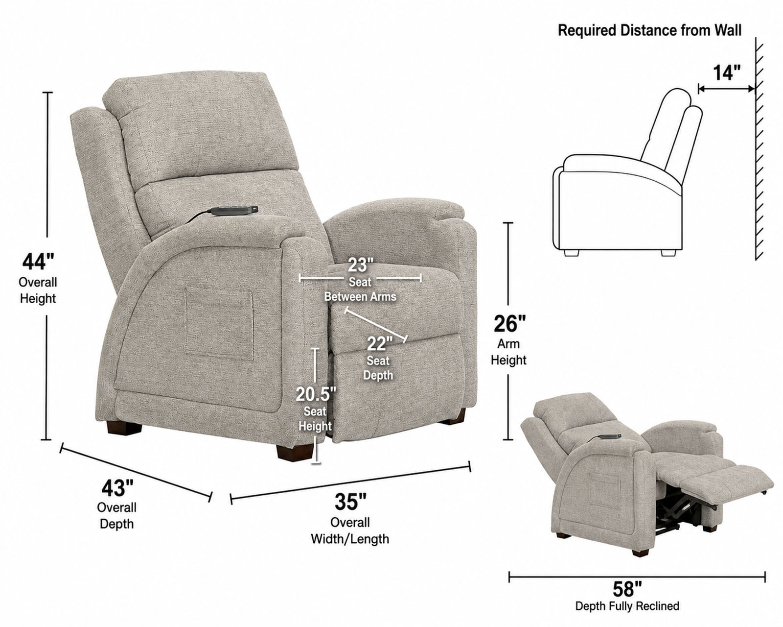 Nirvana Power Headrest Power Lay Flat Recliner with Lumbar, Dual Motor & Zero Gravity Advanced Wellness Comfort Therapeutic Massage & Nanobionic Performance Fabric (2 colors) - Deep-Tissue Comfort. Personalized to You.