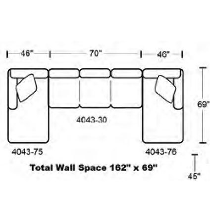 Layout F: Three Piece Sectional 69" x 162" x 69"