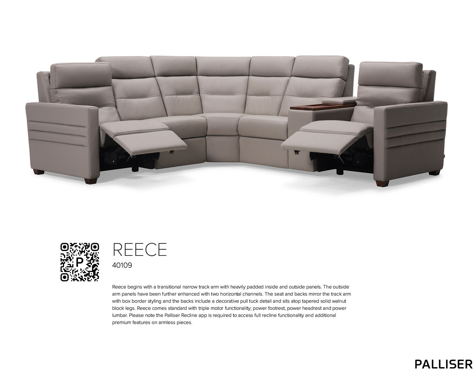 Reece 40109 Triple Power Reclining Sofa (81") +50 fabrics