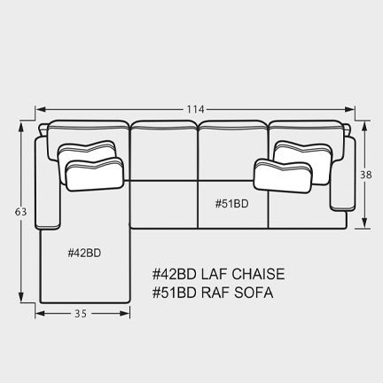Layout A: Two Piece Sectional 63" x 114"