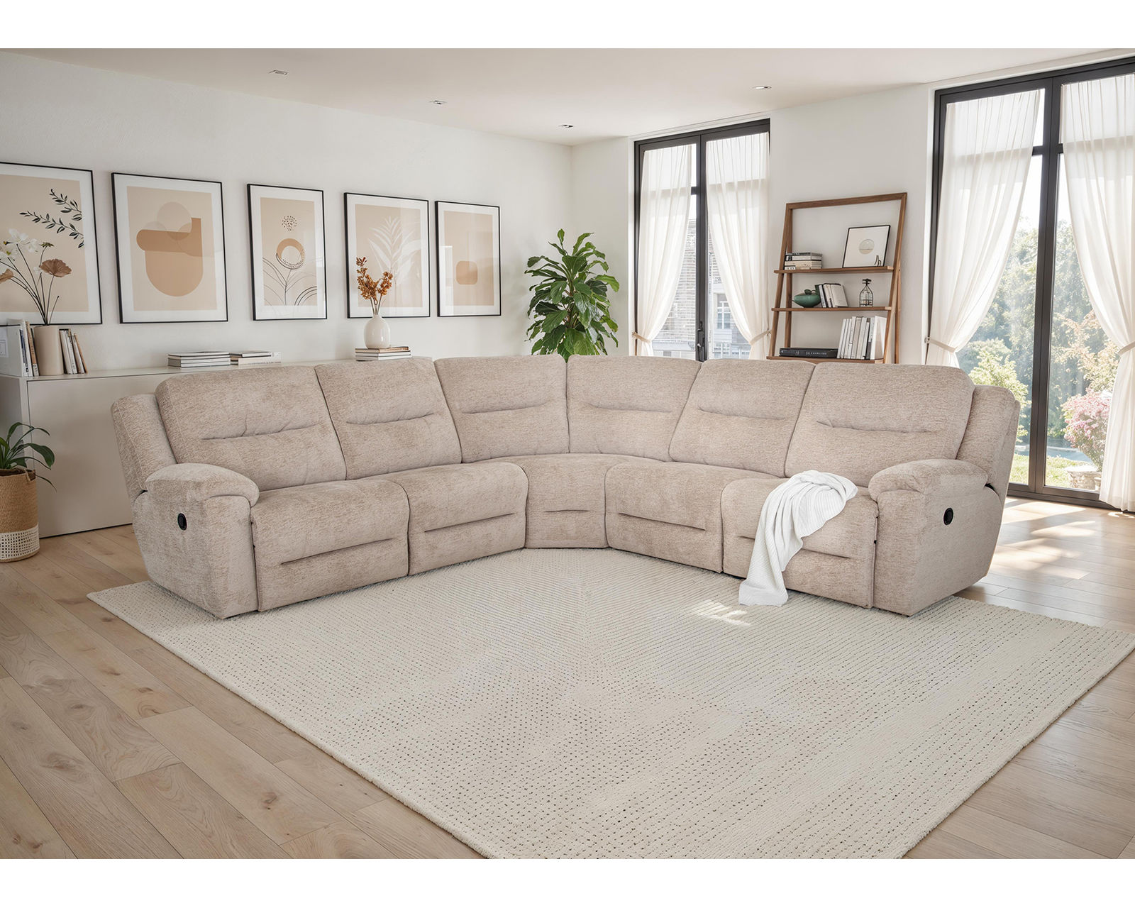 Davenport 659 Reclining Sectional Coffee (3 colors) - Layout A: Five Piece Sectional 128" x 128" (2 recliners) 