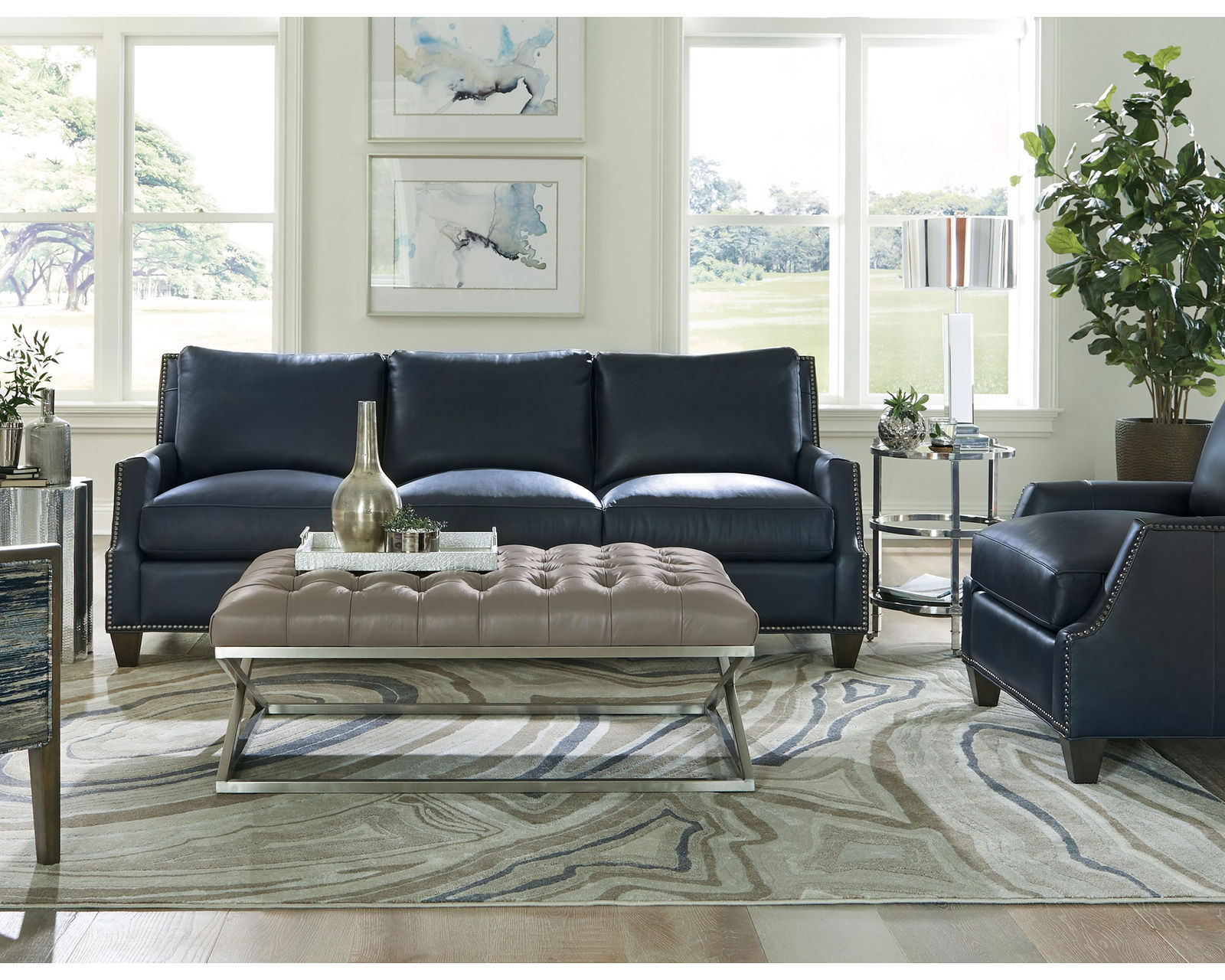 Savannah 90" Top Grain Leather Sofa (Leather choices) L7903 - Features Down Blend Seat Cushions