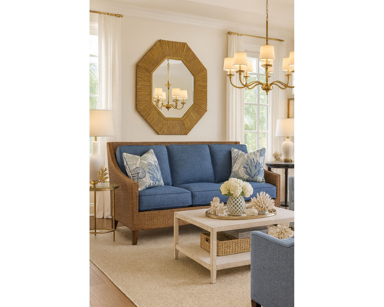 Long Beach 76" Rattan Sofa Brown (+28 finishes +69 fabrics) - Long Beach 76" Rattan Sofa