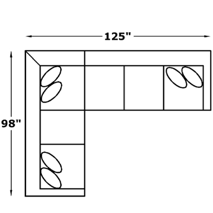 Layout D: Two Piece Sectional 98" x 125"