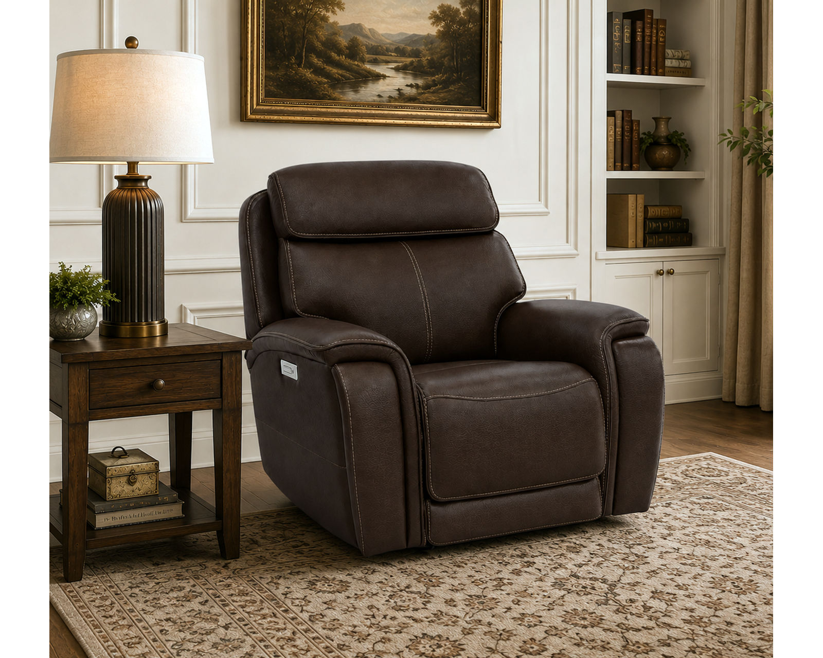 Walker 1580-70 Triple Power Leather 78" Reclining Console Loveseat (2 colors) - Features Smooth Gliding Reclining Mechanism