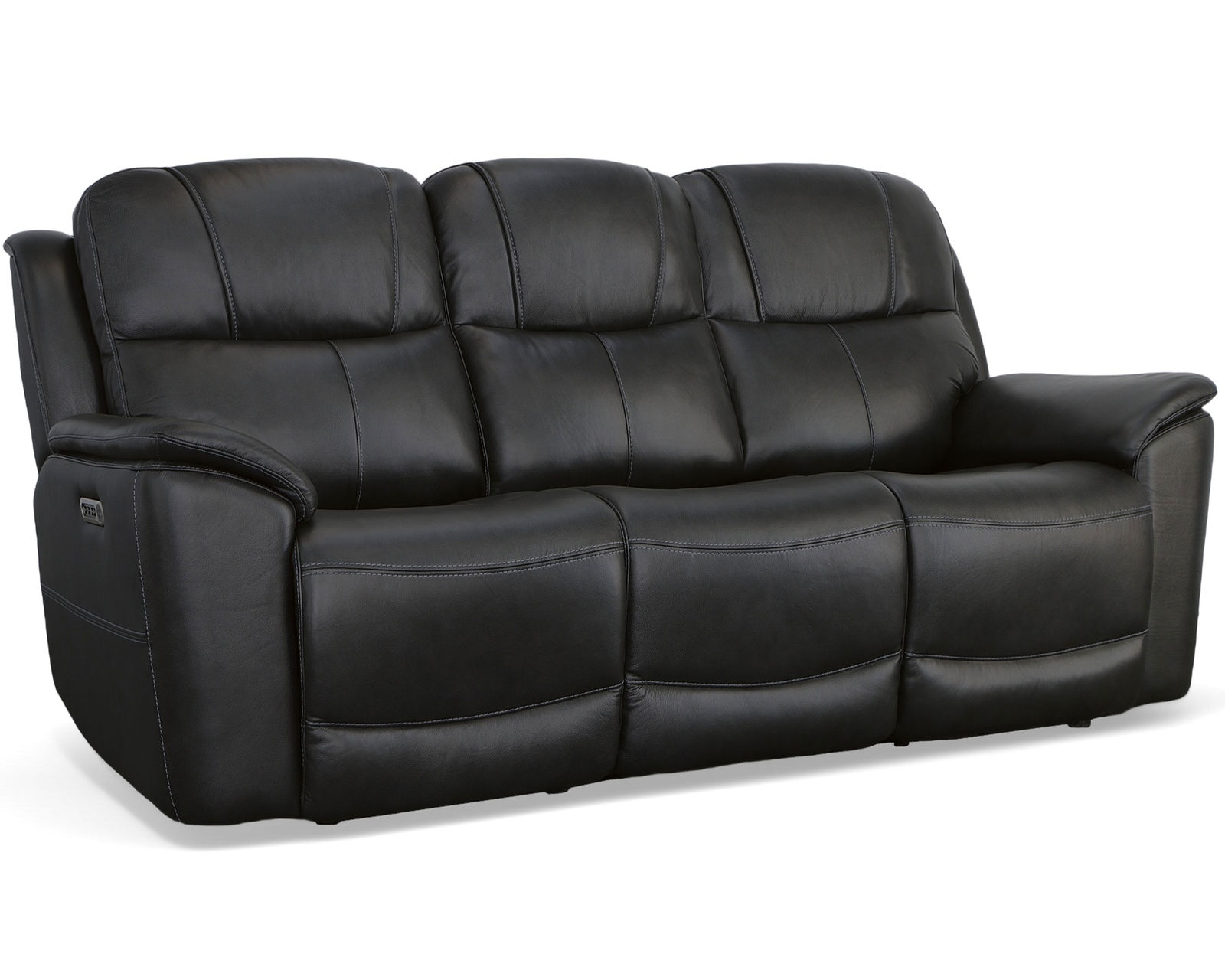 Crew Power Reclining Loveseat with Console, Power Headrests & Lumbar (Black leather) in stock - Crew Power Reclining Sofa with Power Headrests & Lumbar