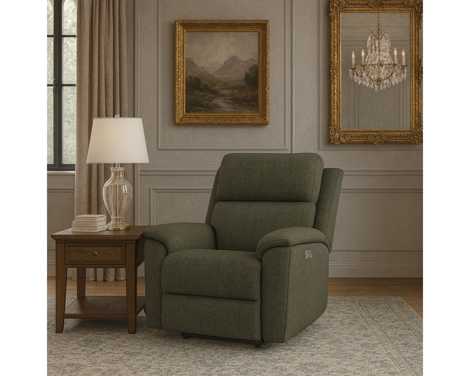 Porter 2865 Triple Power 74" Reclining Console Loveseat (+90 fabrics) - Porter Fabric Power Recliner with Power Headrest & Lumbar