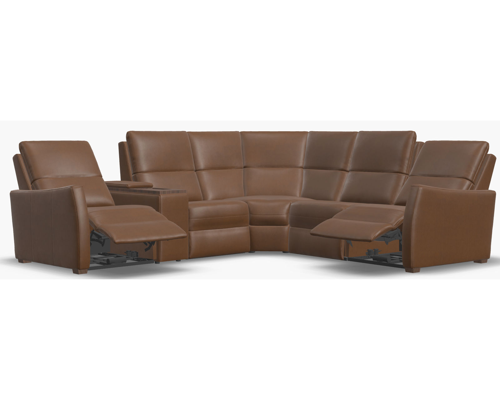 Luna 40110 Triple Power Reclining Sectional (+100 leathers) - Layout A: Three Piece Reclining Sectional (2 recliner) 111" x 98"