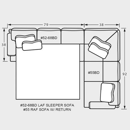 Layout A: Two Piece Sleeper Sectional 117" x 92"
