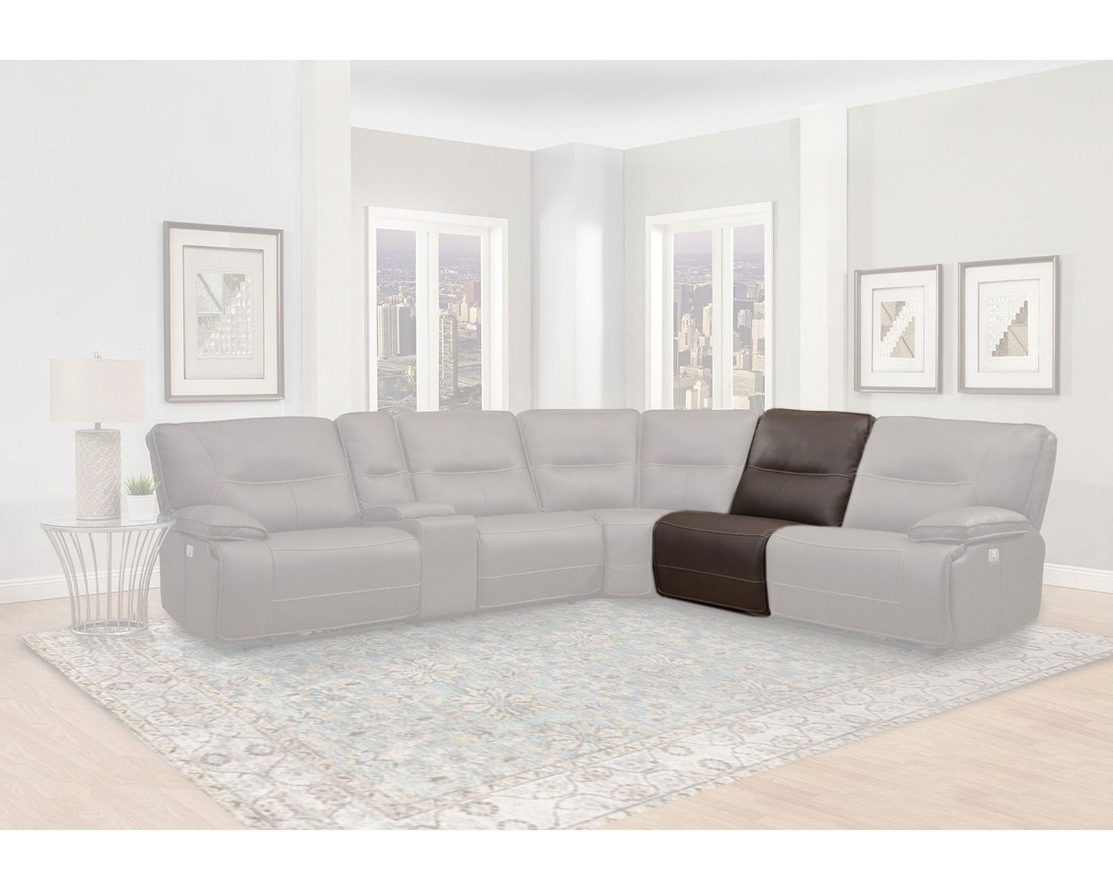 Spartacus Power Headrest Power Reclining Sectional Chocolate (Leather like fabric) In stock - Fast shipping - Armless Chair (Includes 2)