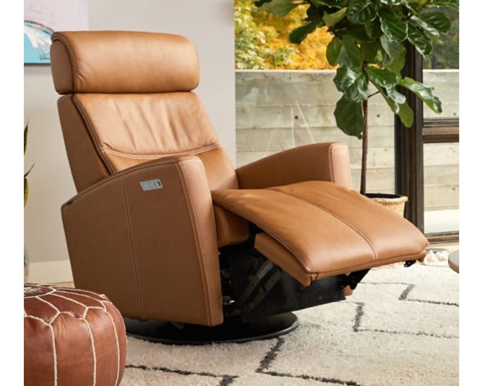 Milan 78" Leather Power Reclining Wall Saver Sofa Cognac (In stock - Fast shipping) - Milan Power Headrest Power Reclining Swivel Glider - 2 Sizes - In stock