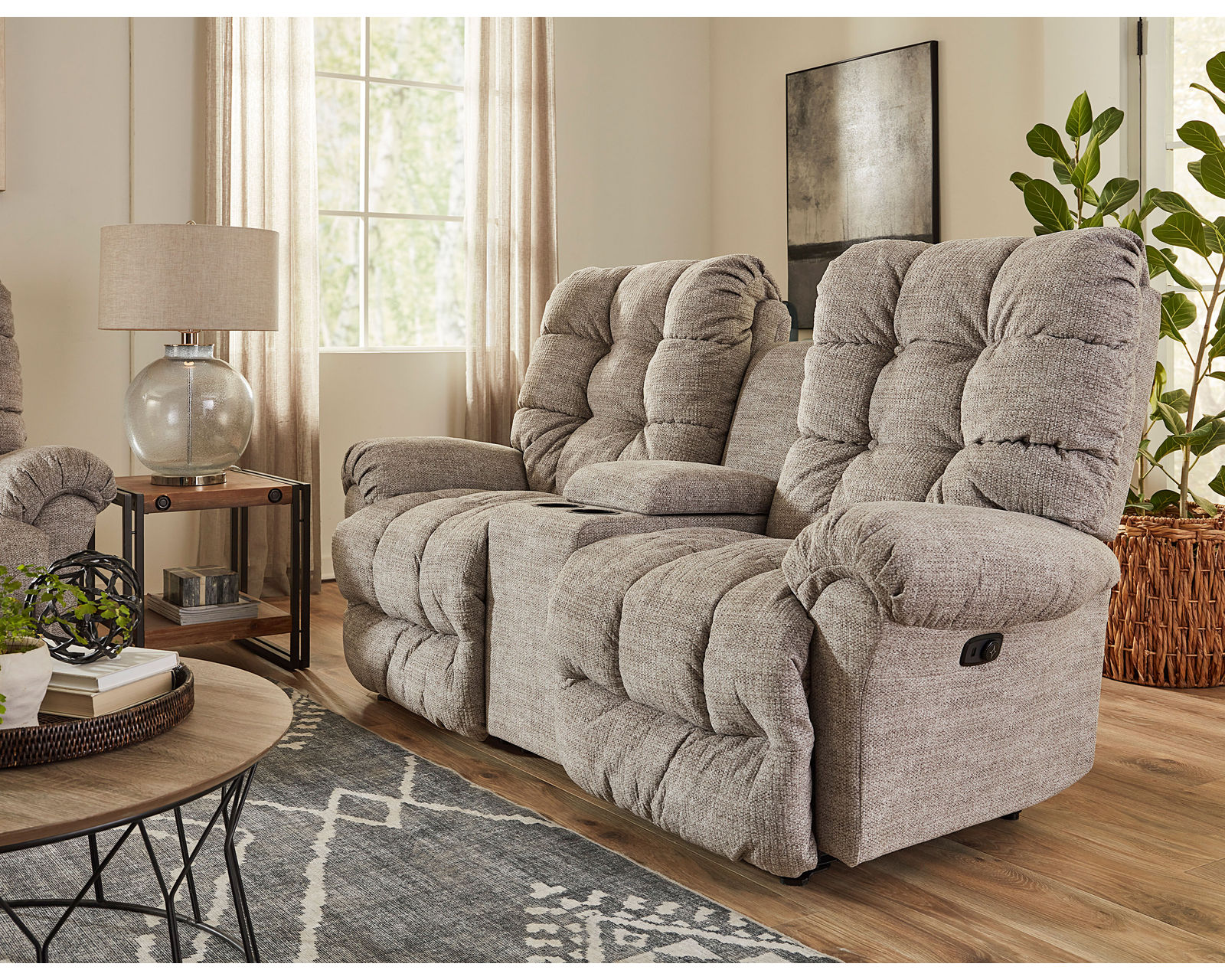 Corey Double Reclining Sofa (+100 fabrics) 90" - Corey Console Reclining Loveseat - Rocking Reclining Console Loveseat Available