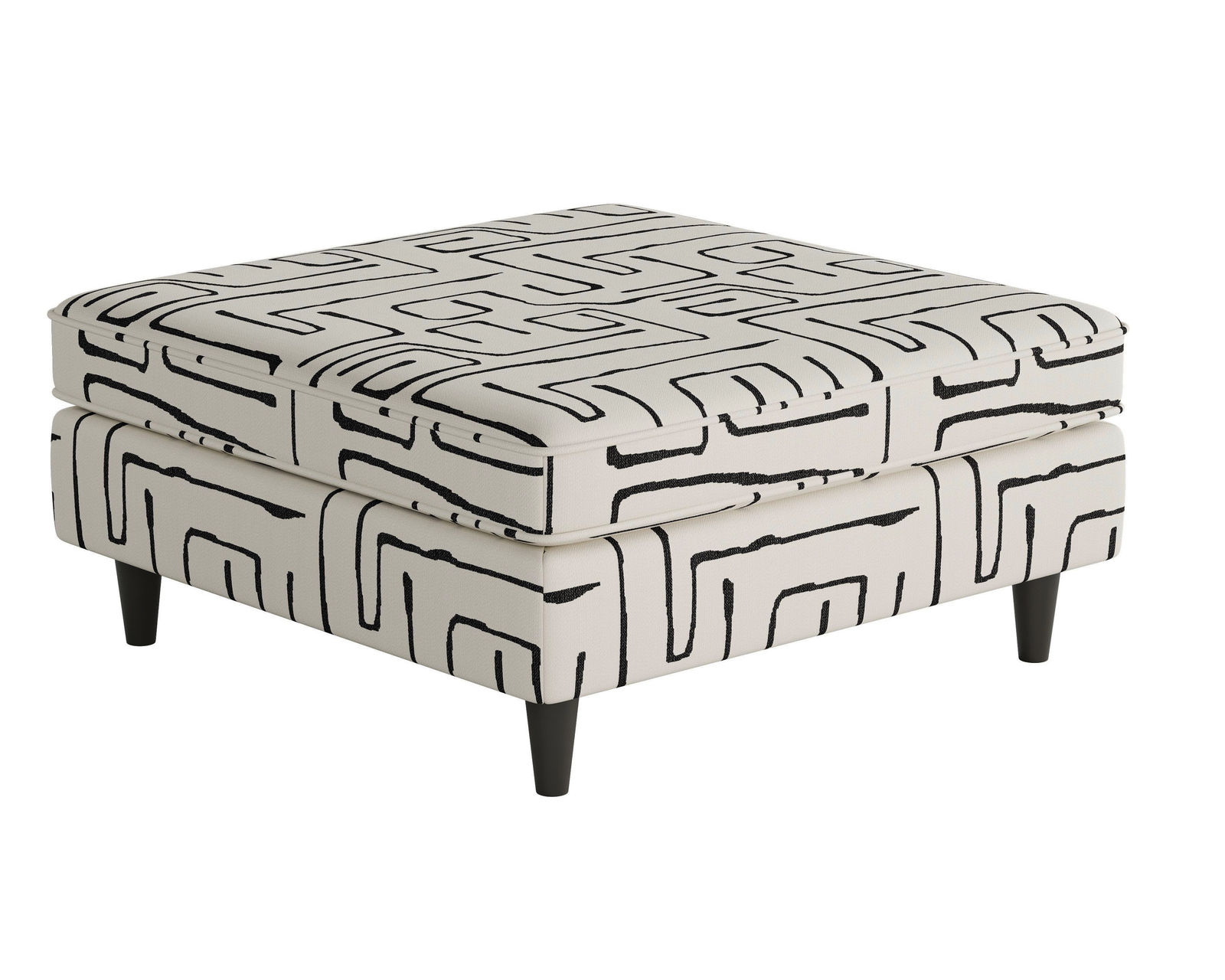 Durango Pewter Two Piece Sectional (includes pillows) - performance fabric 96" x 124" - Fossil Ebony 38" Square Cocktail Ottoman - performance fabric