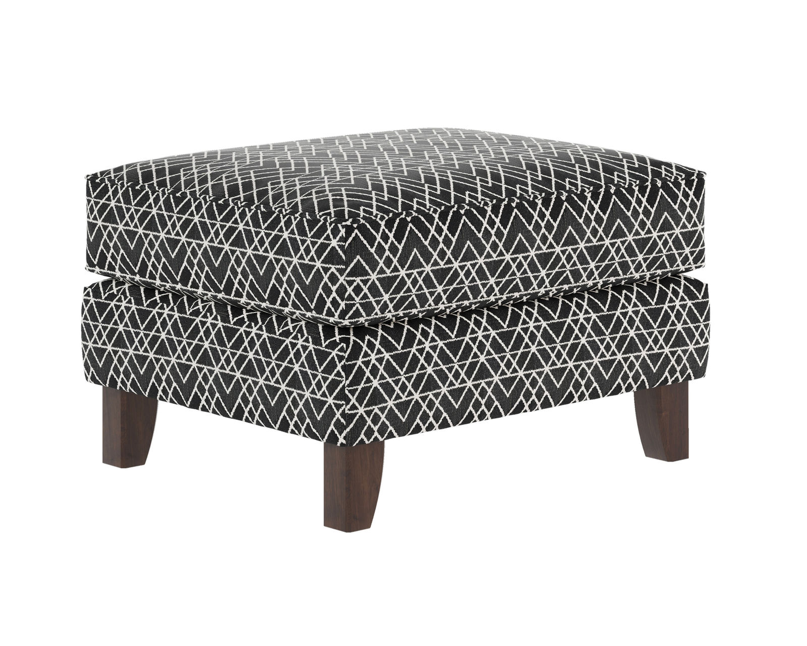 Popstitch Shell Three Piece Stationary Sectional (performance fabric) 122" x 122" - Hyphen Onyx 24" x 29" Ottoman - 703 (performance fabric)